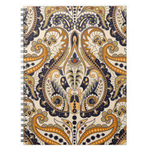 Paisley Floral: Farbenloses, nahtloses Design Notizblock