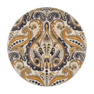 Paisley Floral: Farbenloses, nahtloses Design Schneidebrett