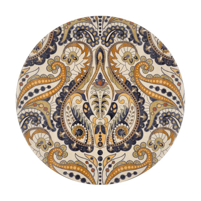Paisley Floral: Farbenloses, nahtloses Design Schneidebrett (Vorderseite)