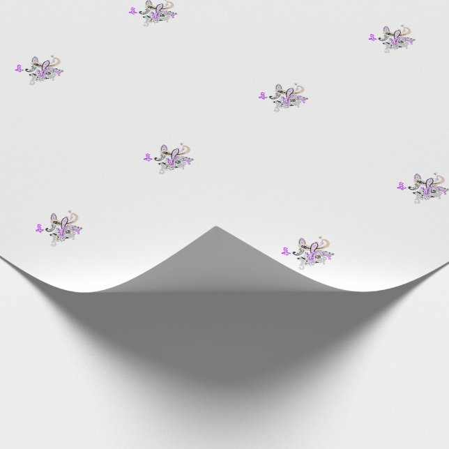 Paisley Floral Motif – Boho White Purple Orange  Geschenkpapier (Ecke)