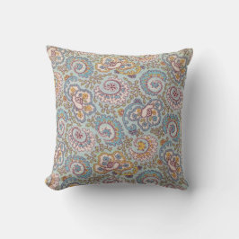 Paisley Floral on Light Blue Throw Kissen