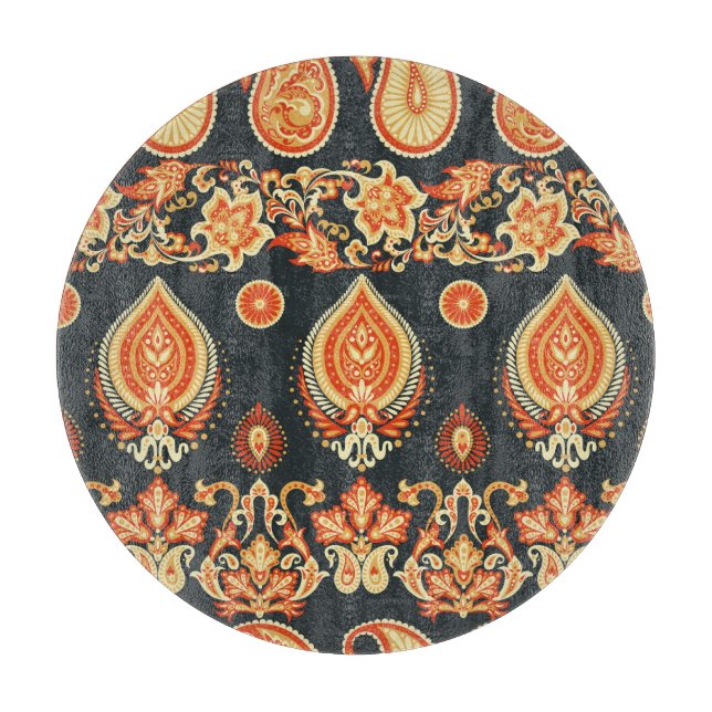 Paisley Floral: Oriental Ethnic Seamless Schneidebrett (Vorderseite)