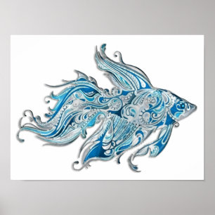 Paisley Flower Fish Poster