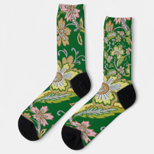 Paisley Garden Stilisierte Blumenstickerei Socken