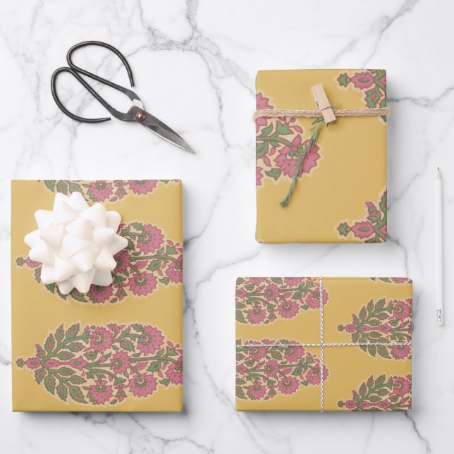 Paisley-Geschenkpapier-Set mit 3 flachen Bögen Geschenkpapier Set (Vorderseite)