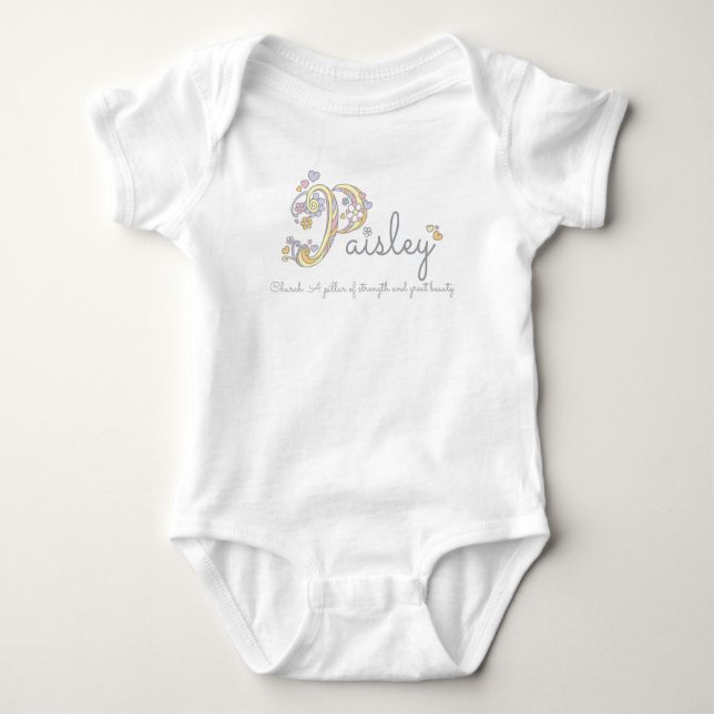Paisley Girls P Name bedeutet Custom Baby Bekleidu Baby Strampler (Vorderseite)