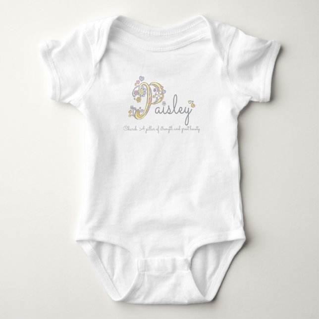 Paisley Girls P Name bedeutet Custom Baby Bekleidu Strampler (Vorderseite)