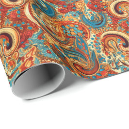 Paisley Golden Blume Abstraktes Muster 10 Geschenkpapier