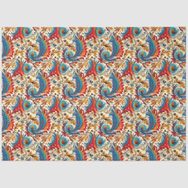 Paisley Golden Blume Abstraktes Muster 4 Seidenpapier (Vorderseite)