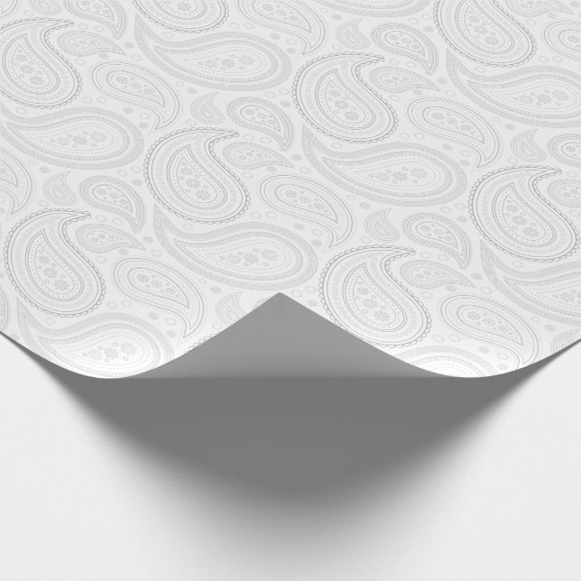 Paisley-Grau auf weißem Packpapier (Ecke)