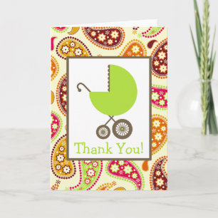 Paisley & Green Carriage Baby Shower Thank You Dankeskarte