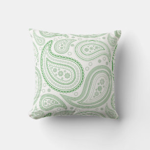 Paisley Grün auf Weiß Wurfkissen Kissen