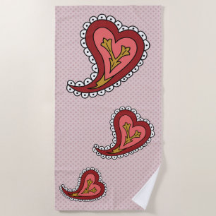 Paisley Heart Beach Handtuch