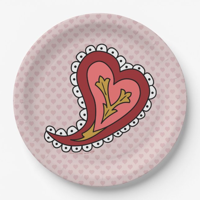 Paisley Heart Paper Plate Pappteller (Vorderseite)