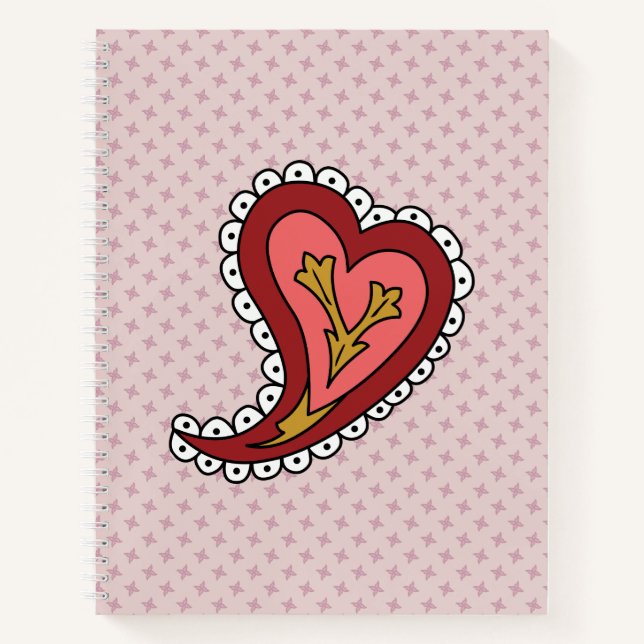 Paisley Heart Spiral Notebook Notizbuch (Vorderseite)
