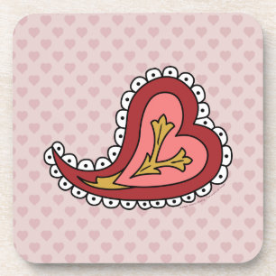 Paisley Heart Square Untersetzer