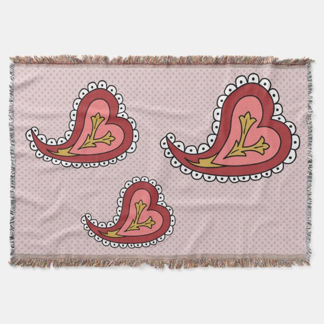 Paisley Heart Throw Blanket Decke (Vorderseite)