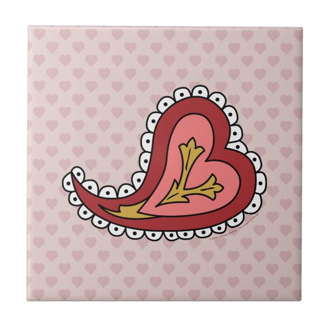 Paisley Heart Tile Fliese (Vorderseite)