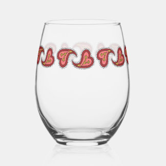 Paisley Heart Weinglas Ohne Stiel