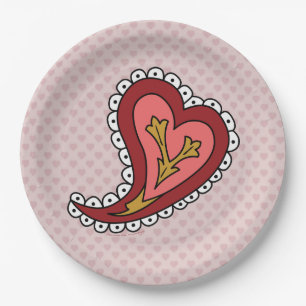 Paisley-Herz-Papierteller Pappteller