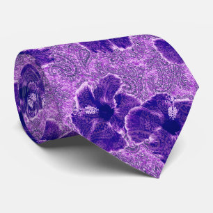 Paisley-Hibiskus-hawaiisches Retro doppelseitiges Krawatte