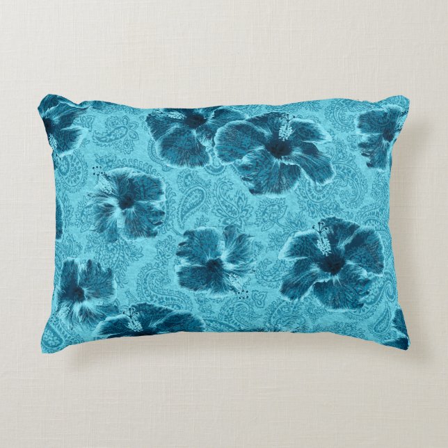 Paisley Hibiskus Vintag Psychedelic Floral Dekokissen (Vorderseite)