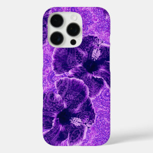 Paisley Hibiskus Vintage psychedelische Blumenviol iPhone 16 Pro Hülle