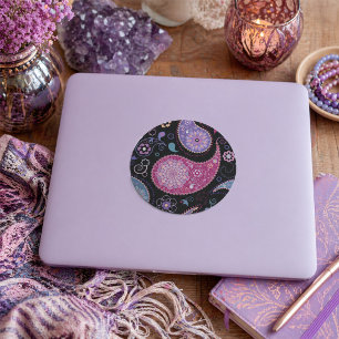 Paisley-Hintergrund-Aufkleber Runder Aufkleber