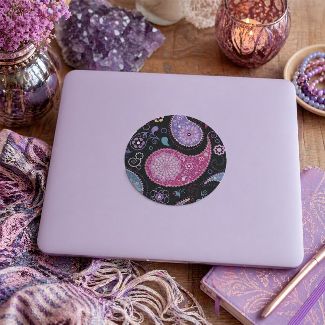 Paisley Hintergrundkleber Runder Aufkleber (Von Creator hochgeladen)