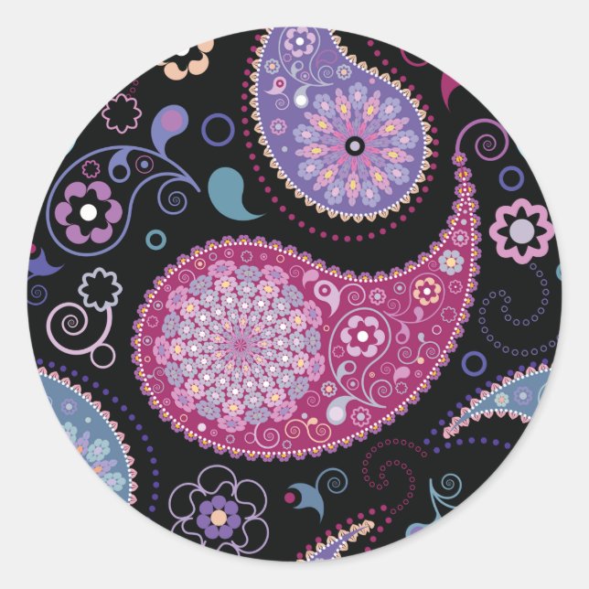 Paisley Hintergrundkleber Runder Aufkleber (Vorderseite)