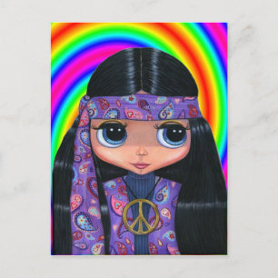 Paisley Hippie Doll Postcard Postkarte