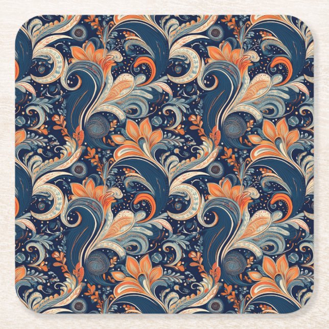Paisley Honeysuckle Coaster Rechteckiger Pappuntersetzer (Vorderseite)