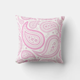Paisley Hot Pink auf weißem Kissenbezug Kissen