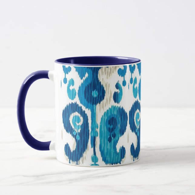 Paisley Ikat Tasse mit Blue Handle (Links)