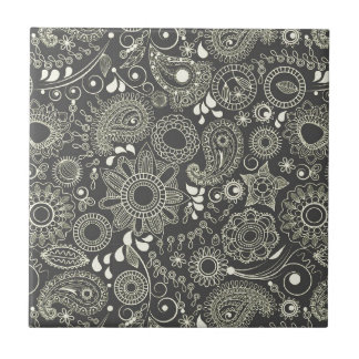 Paisley im Schwarzen u. im Gelb Fliese