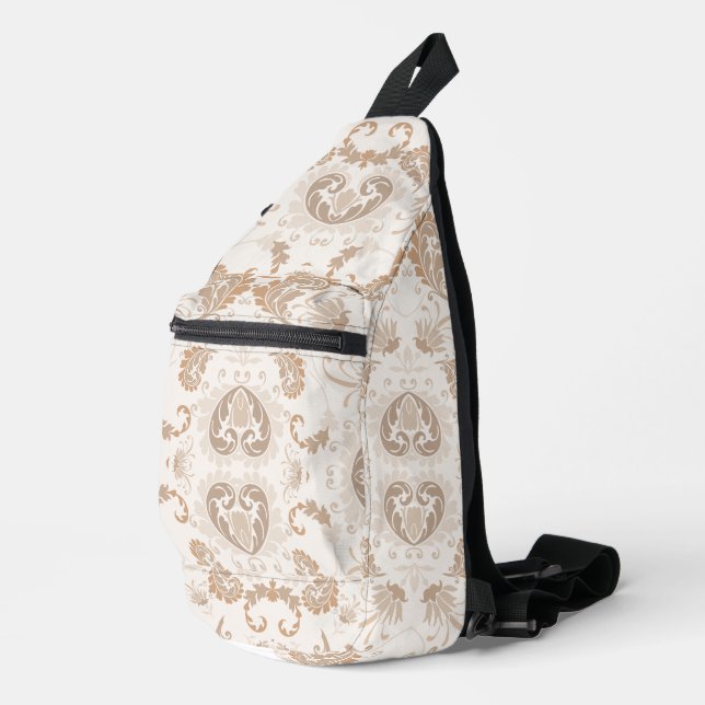 Paisley in Beige Ästhetik Moderne Tan Brown Crossbody Bag (Rechte Ecke)