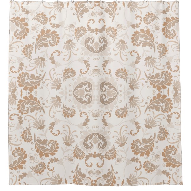 Paisley in Beige Ästhetik Moderne Tan Brown Duschvorhang (Vorderseite)
