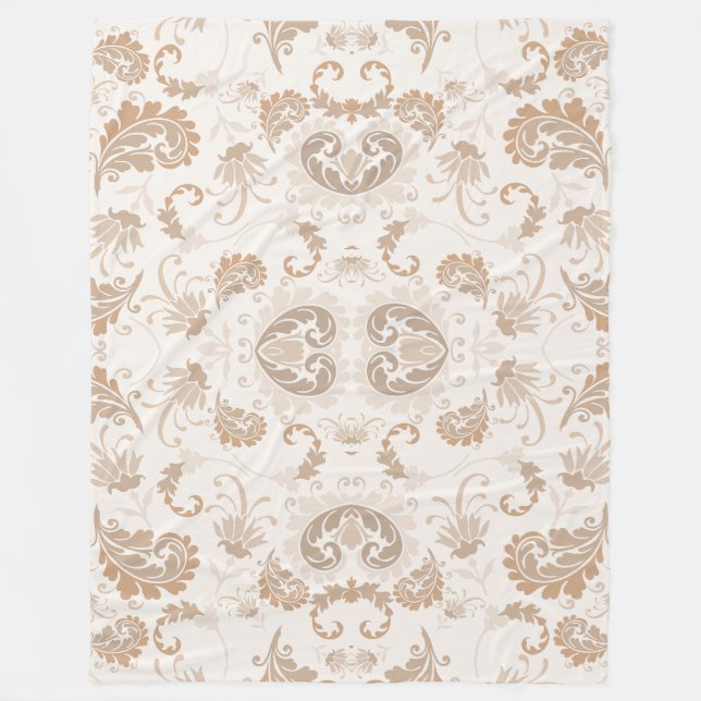 Paisley in Beige Ästhetik Moderne Tan Brown Fleecedecke (Vorderseite)