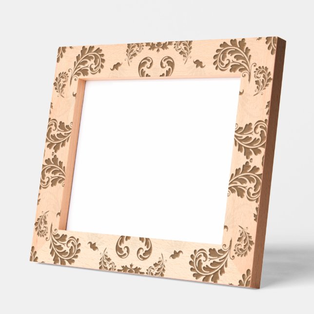 Paisley in Beige Ästhetik Moderne Tan Brown Geätzte Rahmen (Links)
