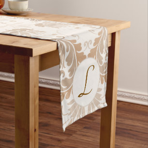 Paisley in Beige Ästhetik Moderne Tan Brown Init. Mittelgroßer Tischläufer