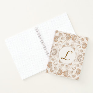 Paisley in Beige Ästhetik Moderne Tan Brown Init. Notizbuch