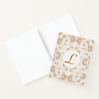 Paisley in Beige Ästhetik Moderne Tan Brown Init. Notizbuch