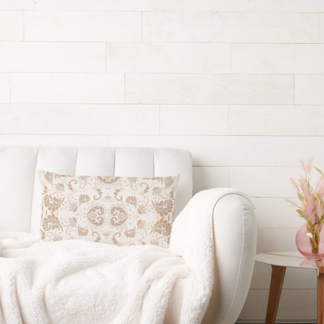 Paisley in Beige Ästhetik Moderne Tan Brown Lendenkissen (Liege)