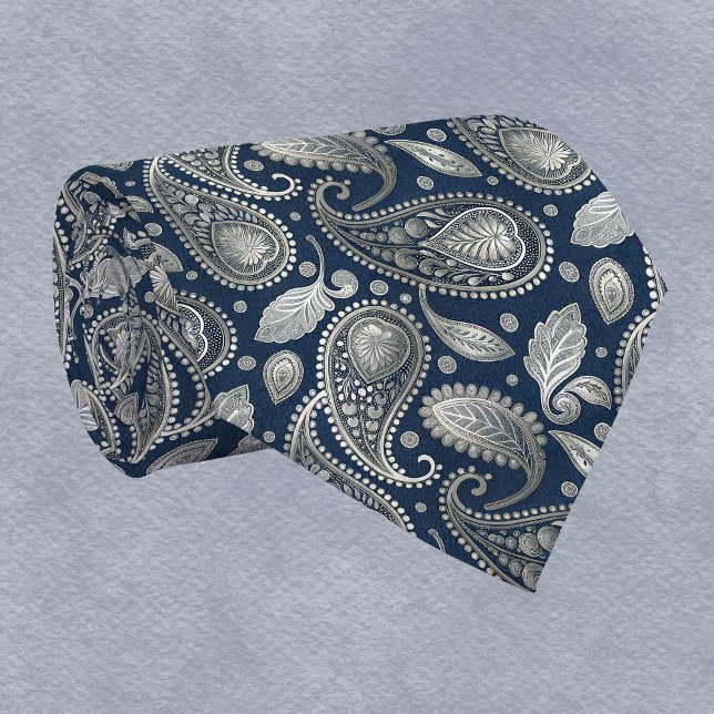 Paisley in Navy Blue und Elegant Silver Krawatte (Von Creator hochgeladen)