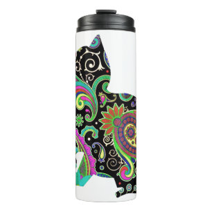 Paisley-Katze und Schmetterling Thermosbecher