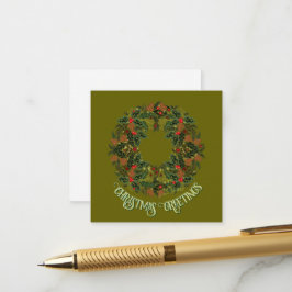 Paisley-Kranz auf grünem Umschlag Weihnachtskarte Begleitkarte