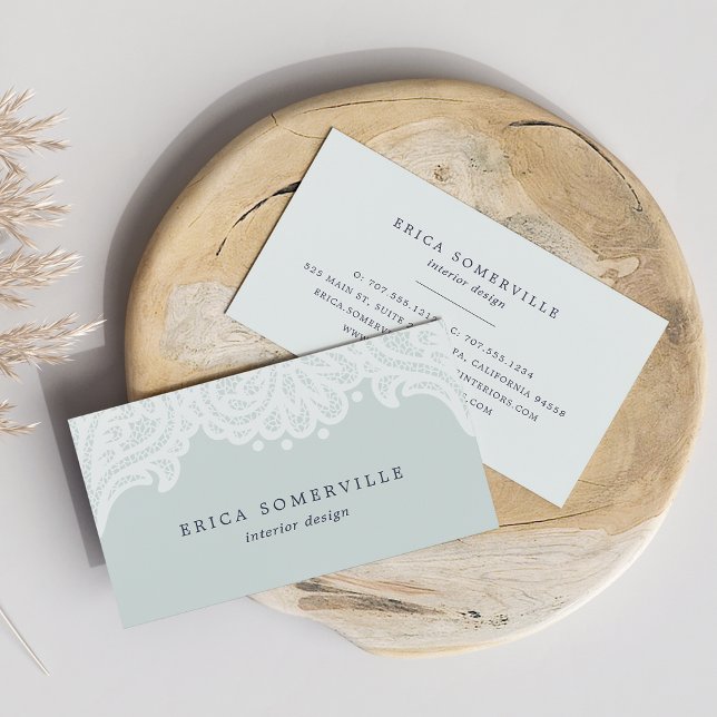 Paisley Lace Business Cards | Iced Aqua Visitenkarte (Von Creator hochgeladen)