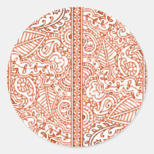 Paisley-Leidenschaft - Orange (Hennastrauch) Runder Aufkleber