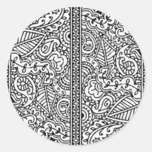 Paisley-Leidenschaft - Schwarzes (Hennastrauch) Runder Aufkleber