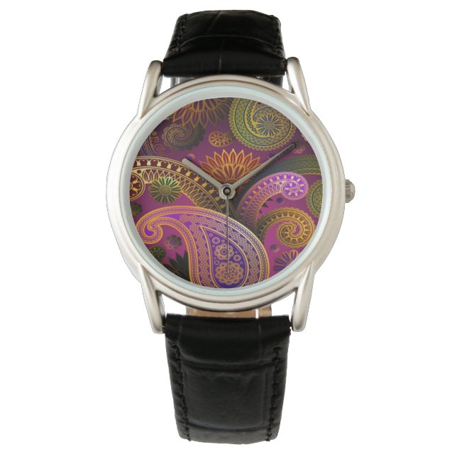 Paisley Lila Armbanduhr (Vorderseite)
